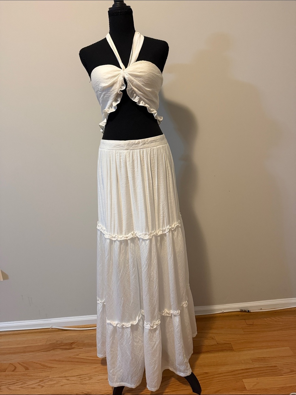 Boho White Tiered Maxi Skirt — Lightweight Flowy Design